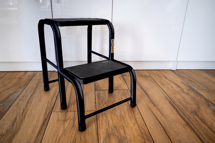 Step stool applications in the kitchen, office, and workshop